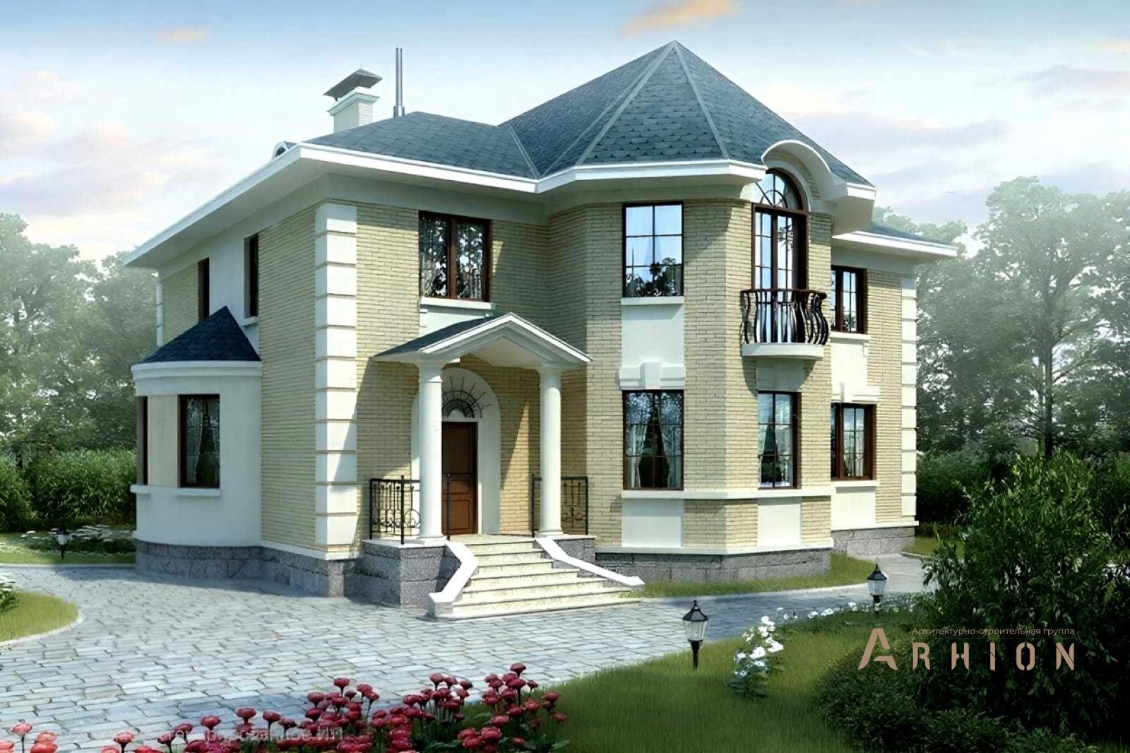 3. Проект двухэтажного дома в классическом стиле с многоскатной кровлей, 36-03, площадью - 302 кв c терассой, балконом, эркером, вторым светом